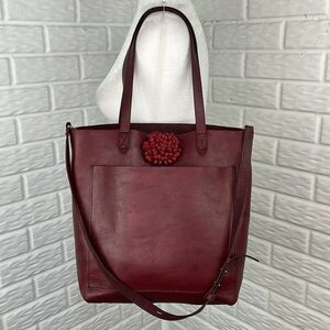 MADEWELL LEATHER TOTE CROSSBODY LEATHER FLOWER SUEDE BURGUNDY